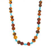Sterling Silver Amber Turquoise Beaded Necklet, AMBER_TUR_2.