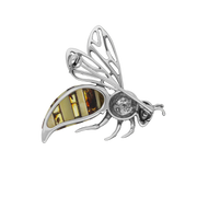 Sterling Silver Baltic Amber Filigree Wings Bee Brooch M362_2