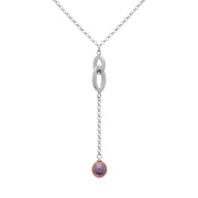 Sterling Silver Black Pearl Double Oval Drop Necklace, N695_2.