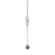 Sterling Silver Black Pearl Double Oval Drop Necklace, N695_3.