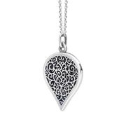 Sterling Silver Blue Goldstone Flore Filigree Large Heart Necklace. P3631._2