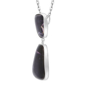 Sterling Silver Blue John 2 Stone Abstract Drop Necklace D