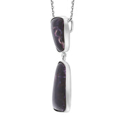 Sterling Silver Blue John Abstract Two Stone Drop Necklace D