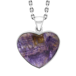 Sterling Silver Blue John Heart Pendant Necklace, PUNQ0008956