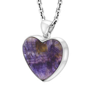 Sterling Silver Blue John Heart Pendant Necklace D