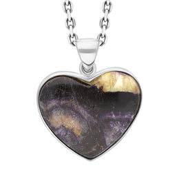 Sterling Silver Blue John Heart Pendant Necklace, PUNQ0008966