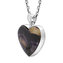Sterling Silver Blue John Heart Pendant Necklace D