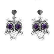 Sterling Silver Blue John Owl Stud Earrings E2329