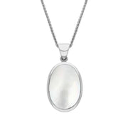 Sterling Silver Blue John White Mother Of Pearl Small Double Sided Fob Necklace, P832_2.