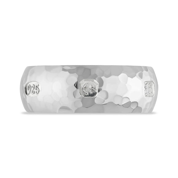 Sterling Silver Queen's Jubilee Hallmark 8mm Hammered Ring D