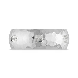 Sterling Silver Queen's Jubilee Hallmark 8mm Hammered Ring D
