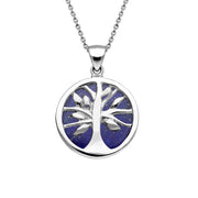 Sterling Silver Lapis Lazuli Small Round Tree of Life Necklace, P3547