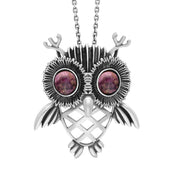 Sterling Silver Large Blue John Owl Necklace, P3719.
