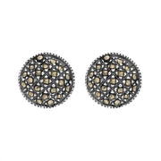 Sterling Silver Marcasite Round Pave Earrings E912