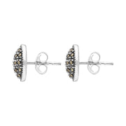 Sterling Silver Marcasite Round Pave Earrings