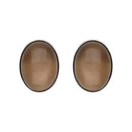 Sterling Silver Moonstone Large Oval Stud Earrings, E1144.