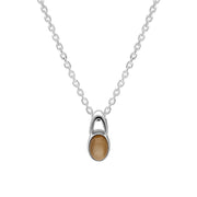 Sterling Silver Moonstone Oval Loop Necklace, P1638.