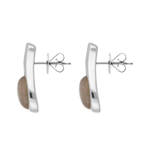 Sterling Silver Moonstone Tear Drop Oval Stud Earrings, E1167_2.