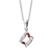 Sterling Silver Red Enamel Blood Fang Necklace