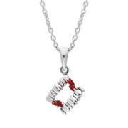 Sterling Silver Red Enamel Blood Fang Necklace P3679