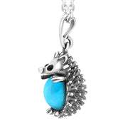 Sterling Silver Turquoise Large Hedgehog Necklace