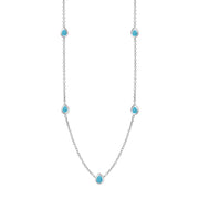 Sterling Silver Turquoise Cross Link Disc Chain Necklace, N748_2.