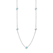 Sterling Silver Turquoise Fleur De Lis Link Disc Chain Necklace, N747.