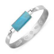 Sterling Silver Turquoise Hallmark Wide Oblong Bangle, B030_FH