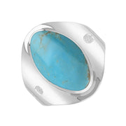 Sterling Silver Turquoise Jubilee Hallmark Collection Small Oval Ring. R076_JFH.