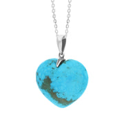 Sterling Silver Turquoise Large Carved Heart Necklace