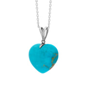 Sterling Silver Turquoise Large Carved Heart Split Bail Necklace