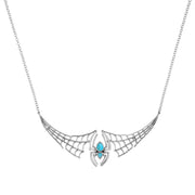 Sterling Silver Turquoise Spider Extended Web Necklace N987