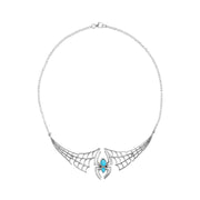 Sterling Silver Turquoise Spider Extended Web Necklace