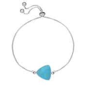 Sterling Silver Turquoise Triangular Stone Adjustable Chain Bracelet, B1128.
