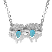 Sterling Silver Turquoise Two Large Sheep Necklace, N1140.