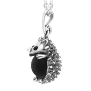 Sterling Silver Whitby Jet Large Hedgehog Necklace