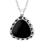 Sterling Silver Whitby Jet Triangle Chunky Twist Frame Necklace PUNQ0007763