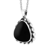 Sterling Silver Whitby Jet Triangle Chunky Twist Frame Necklace D