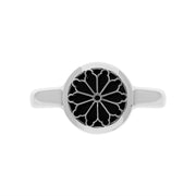 Sterling Silver Whitby Jet Whitby Abbey Window Small Round Ring