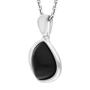 Sterling Silver Whitby Jet Abstract Marquise Necklace