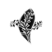 Sterling Silver Whitby Jet Acanthus Leaf Ring, R733