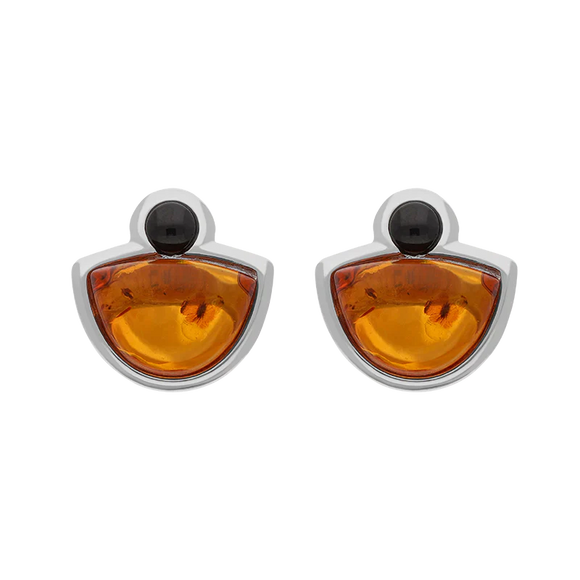 Amber stud sale earrings silver