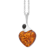 Sterling Silver Whitby Jet Amber Heart Necklace, P3557_2.