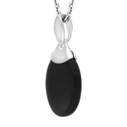 Sterling Silver Whitby Jet Capped Oval Necklace