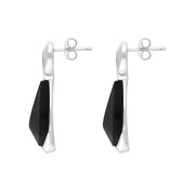 Sterling Silver Whitby Jet Organic Curved Pear Drop Earrings