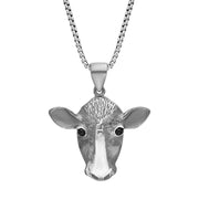 Sterling Silver Whitby Jet Large Cow Necklace P3721