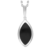 Sterling Silver Whitby Jet Curved Marquise Necklace, P2178
