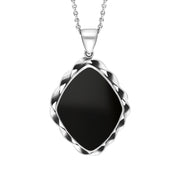 Sterling Silver Whitby Jet Rope Edge Necklace, PUNQ0007696