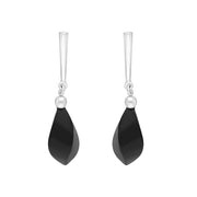 Sterling Silver Whitby Jet Faceted Marquise Bar Drop Earrings, E2608