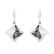 Sterling Silver Whitby Jet Filigree Gothic Square Drop Earrings, E1589
